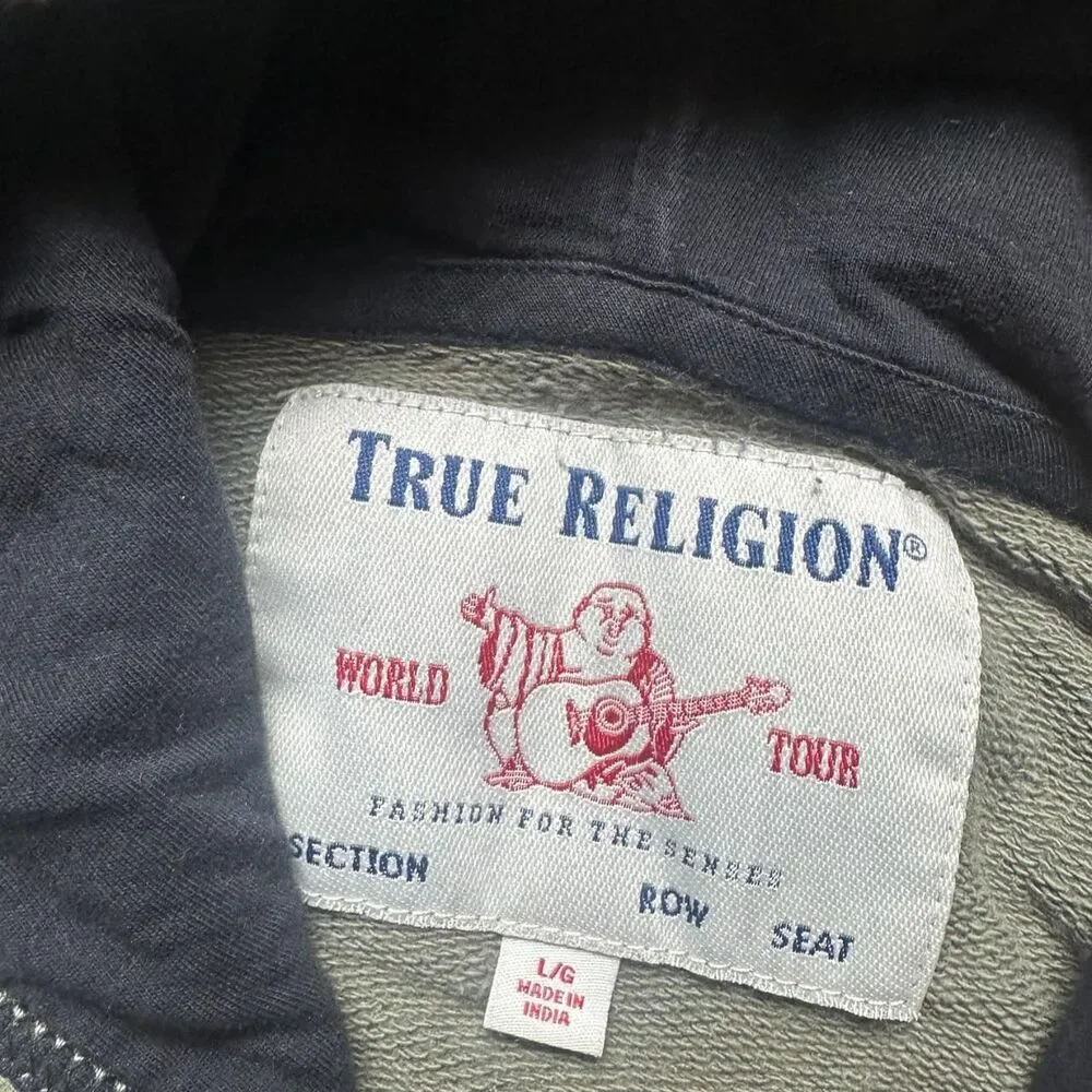 True-religion Men's Green and Khaki Hoodie